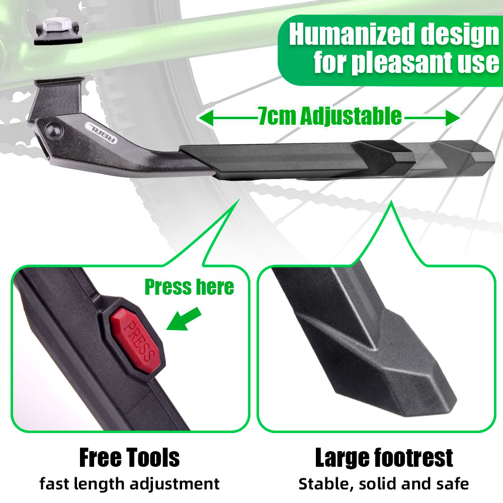 Bicycle Kickstand - RBRL MTB-fietsstandaard Verstelbare hoogte Middenstandaard Aluminium