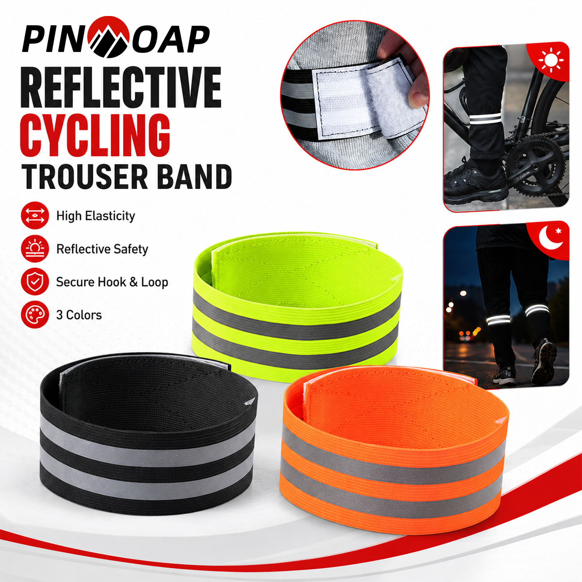 Cycling Gear Pants - PINMOAP 1/2PCS Fietsbroek Beenband Reflecterende Broekclip
